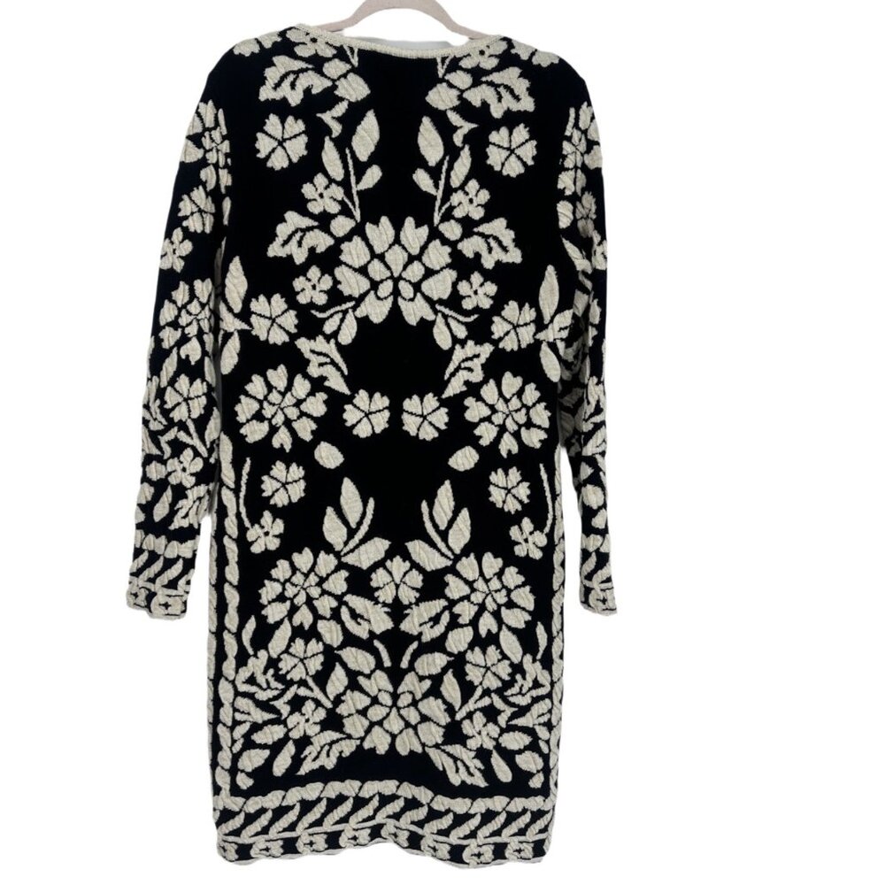 INC Black Ivory Embroidered Knit Dress Gold Sparkle Size Large - Picture 3 of 7